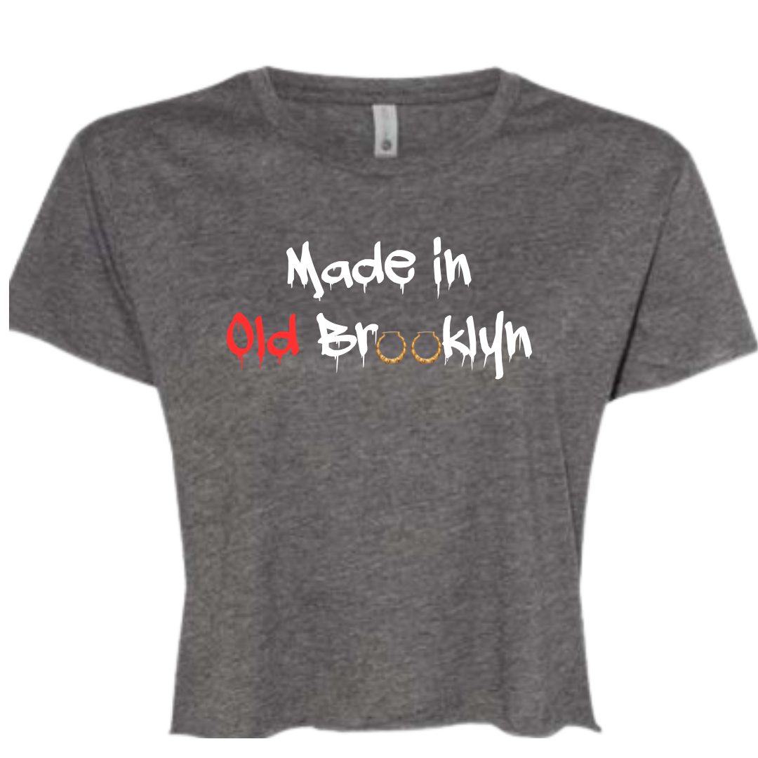 Bamboo Earrings/ Made in Old Brooklyn T-Shirt (CROP TOP)