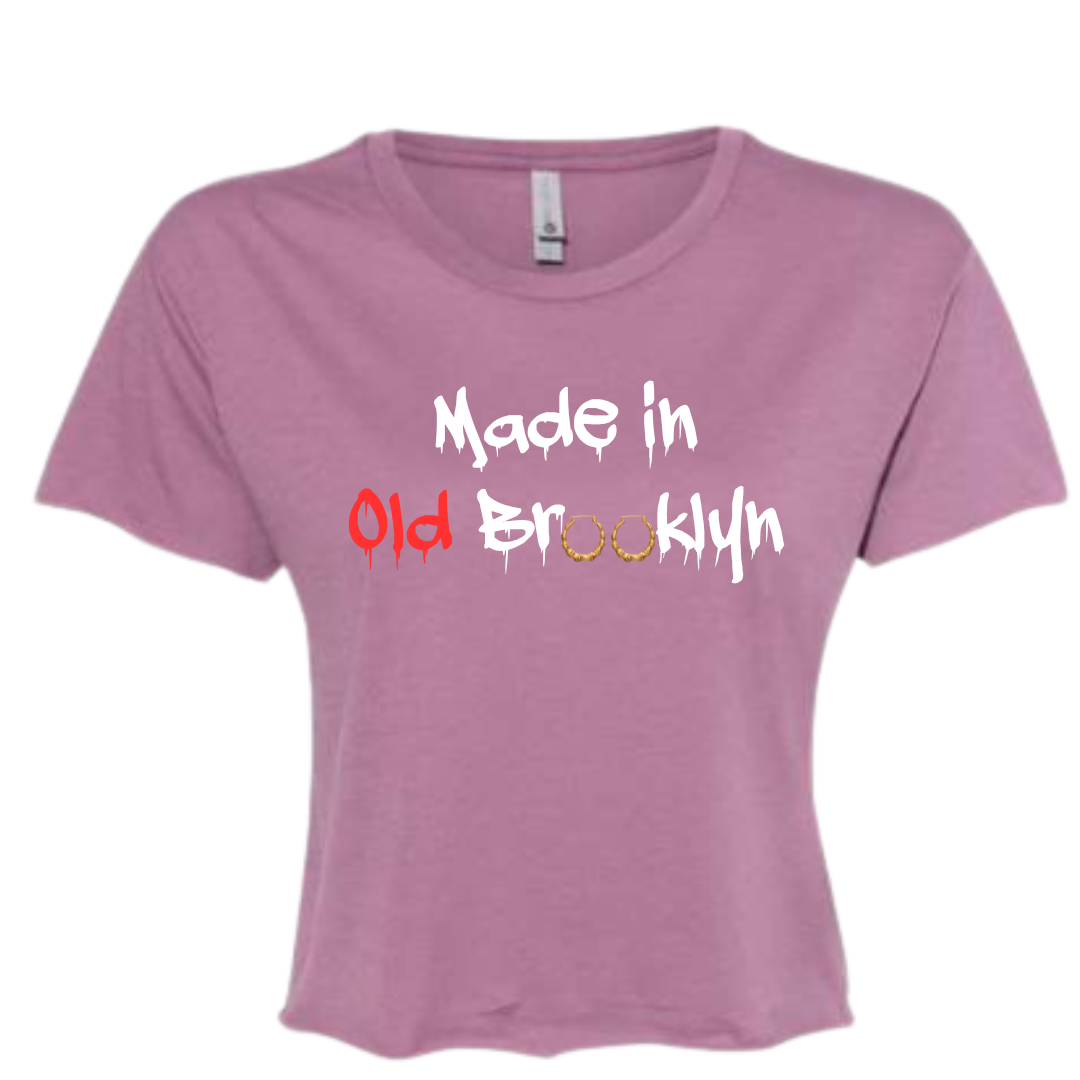 Bamboo Earrings/ Made in Old Brooklyn T-Shirt (CROP TOP)