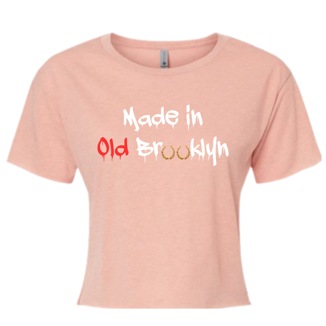 Bamboo Earrings/ Made in Old Brooklyn T-Shirt (CROP TOP)