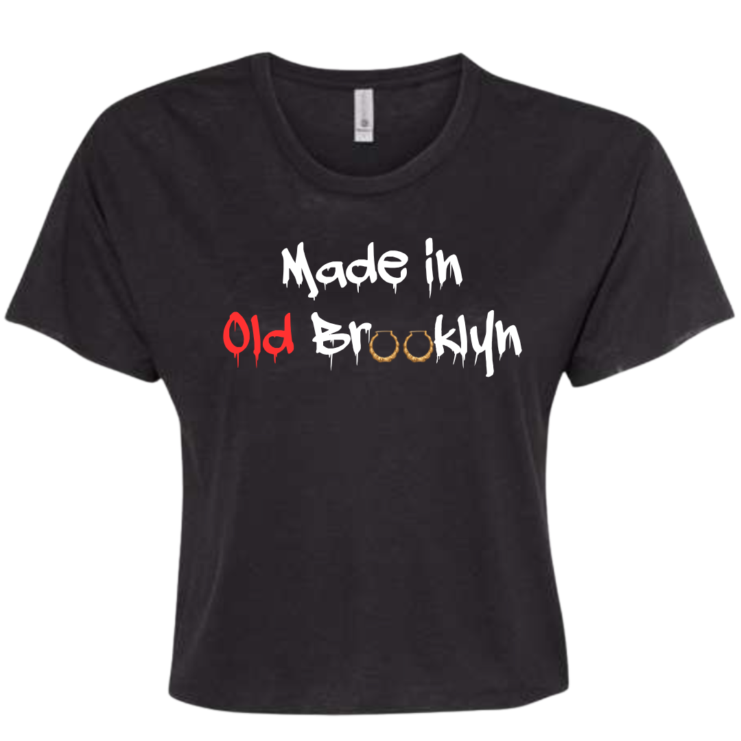 Bamboo Earrings/ Made in Old Brooklyn T-Shirt (CROP TOP)