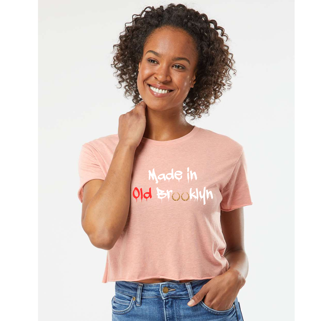 Bamboo Earrings/ Made in Old Brooklyn T-Shirt (CROP TOP)